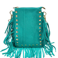Mia Italian Suede Leather Fringe Shoulder Bag - view 29