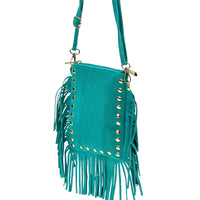 Mia Italian Suede Leather Fringe Shoulder Bag - view 30