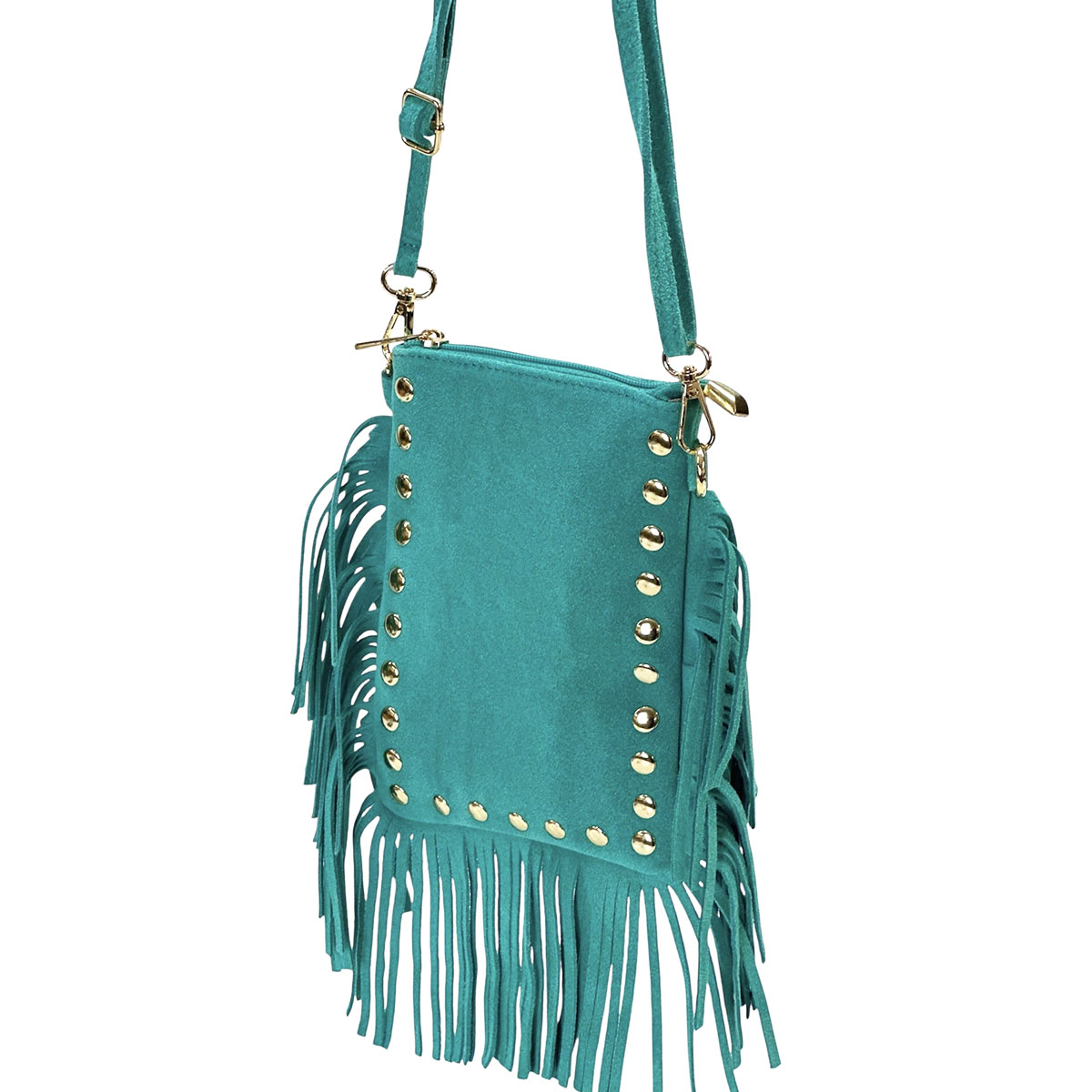 Mia Italian Suede Leather Fringe Shoulder Bag - view 30