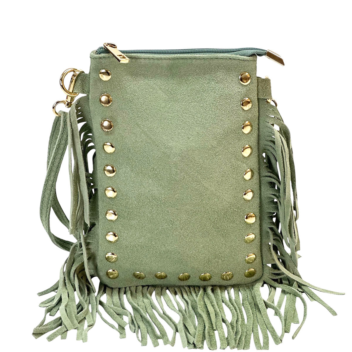Mia Italian Suede Leather Fringe Shoulder Bag - view 17