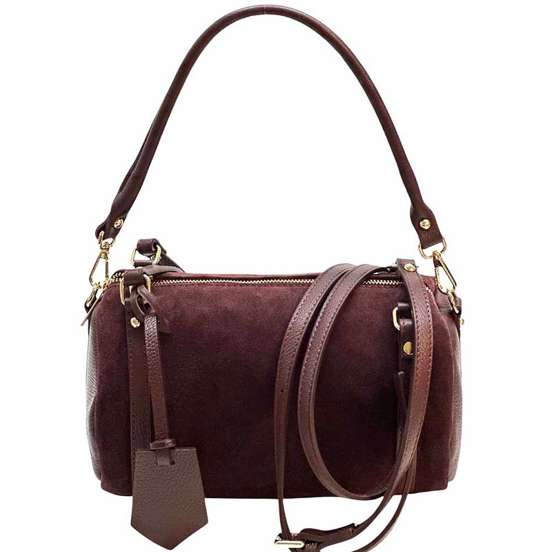 Petra Suede Leather Handbag – Handmade in Florence (Convertible Shoulder & Crossbody)