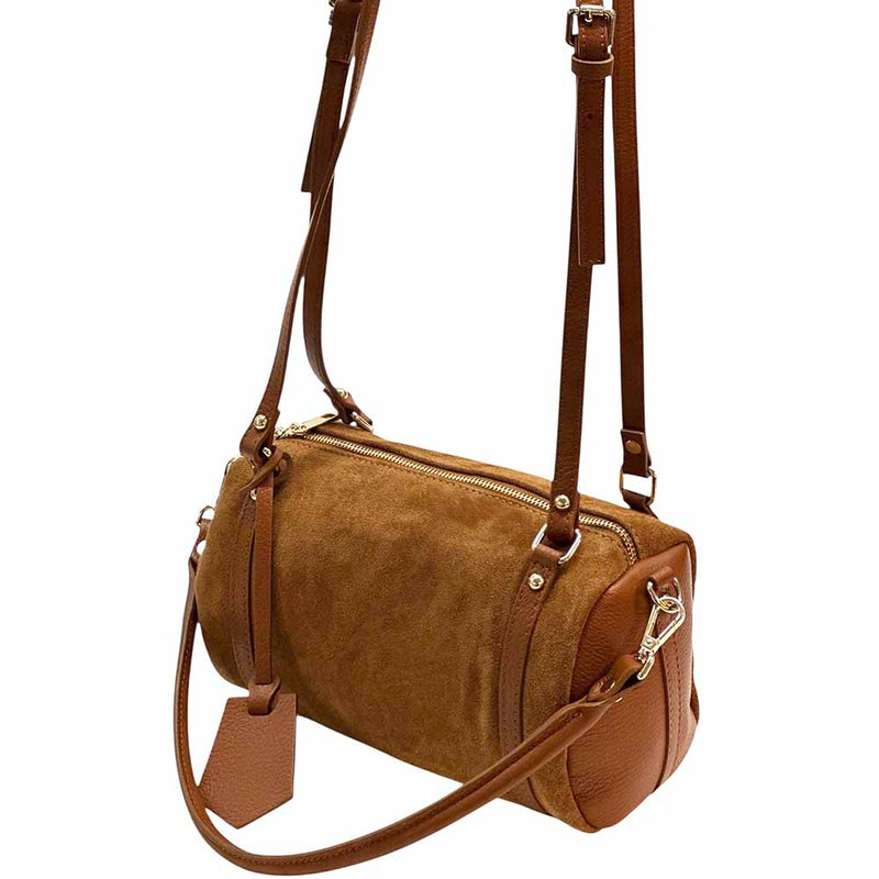 Petra Suede Leather Handbag – Handmade in Florence (Convertible Shoulder & Crossbody)