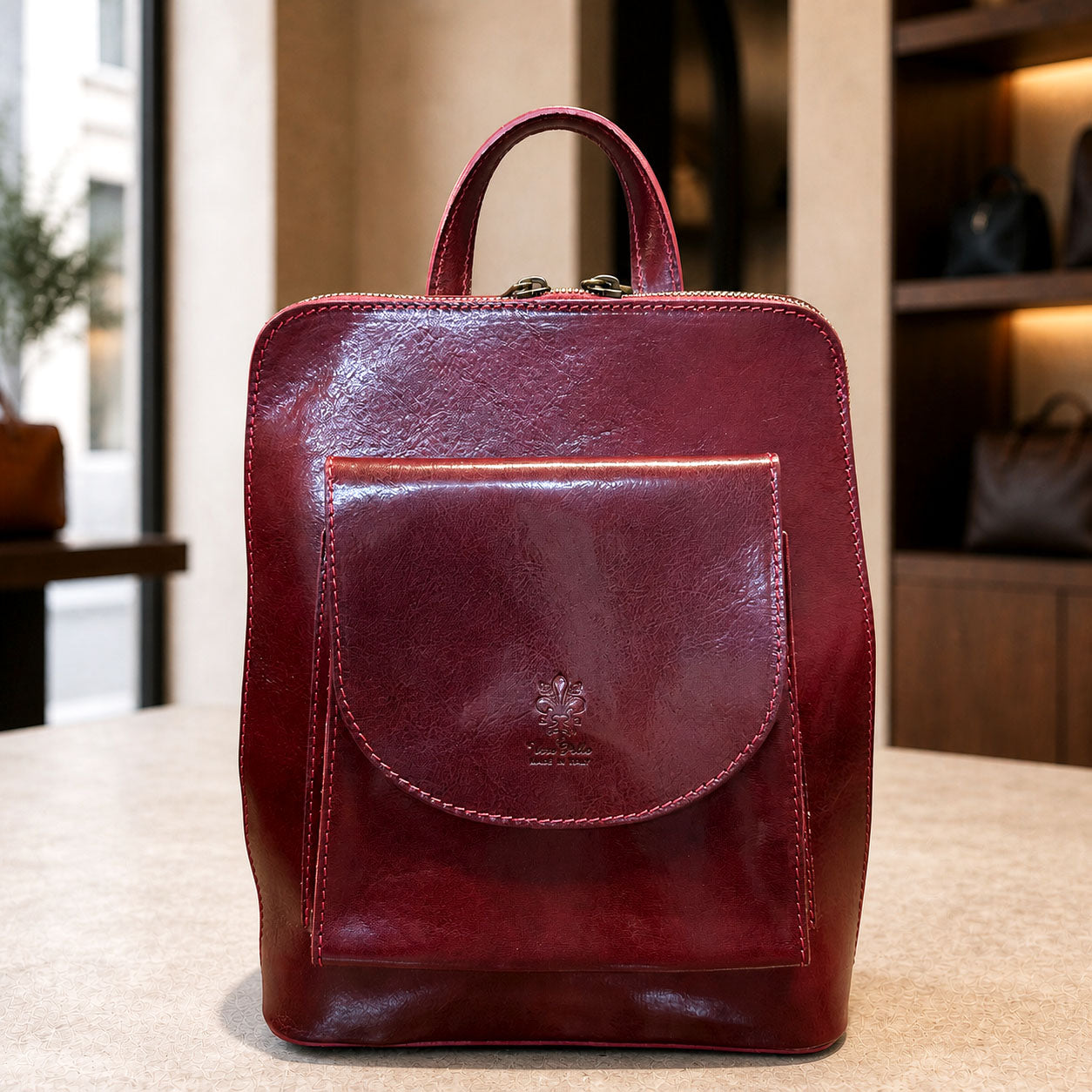 Fiammetta Convertible Hand-Dyed Italian Leather Backpack