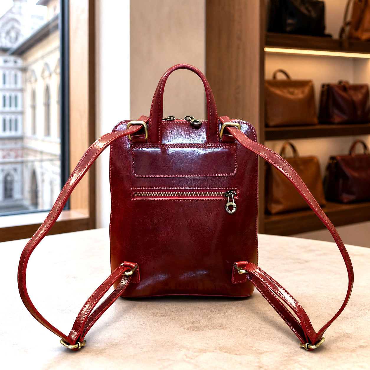 Fiammetta Convertible Hand-Dyed Italian Leather Backpack