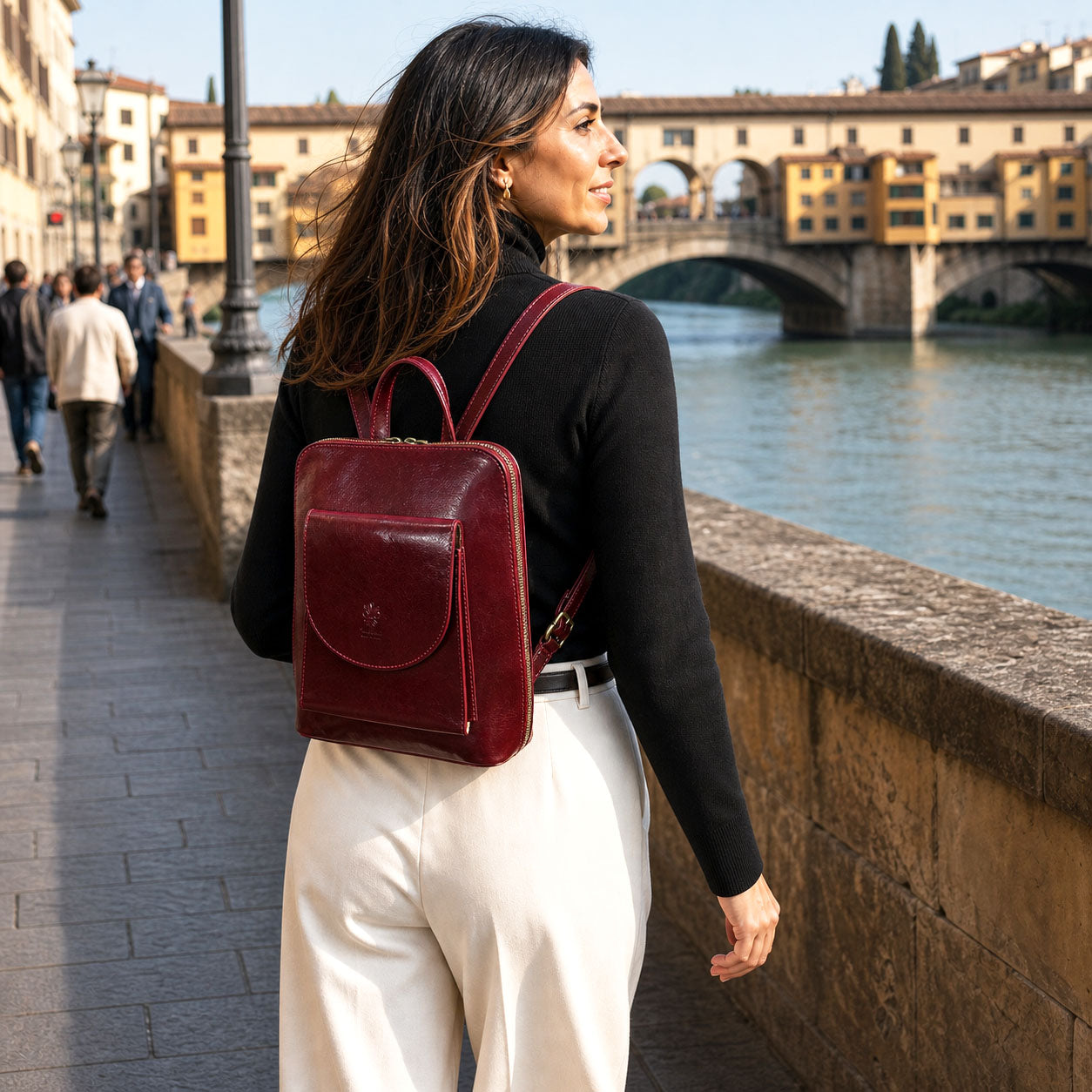 Fiammetta Convertible Hand-Dyed Italian Leather Backpack