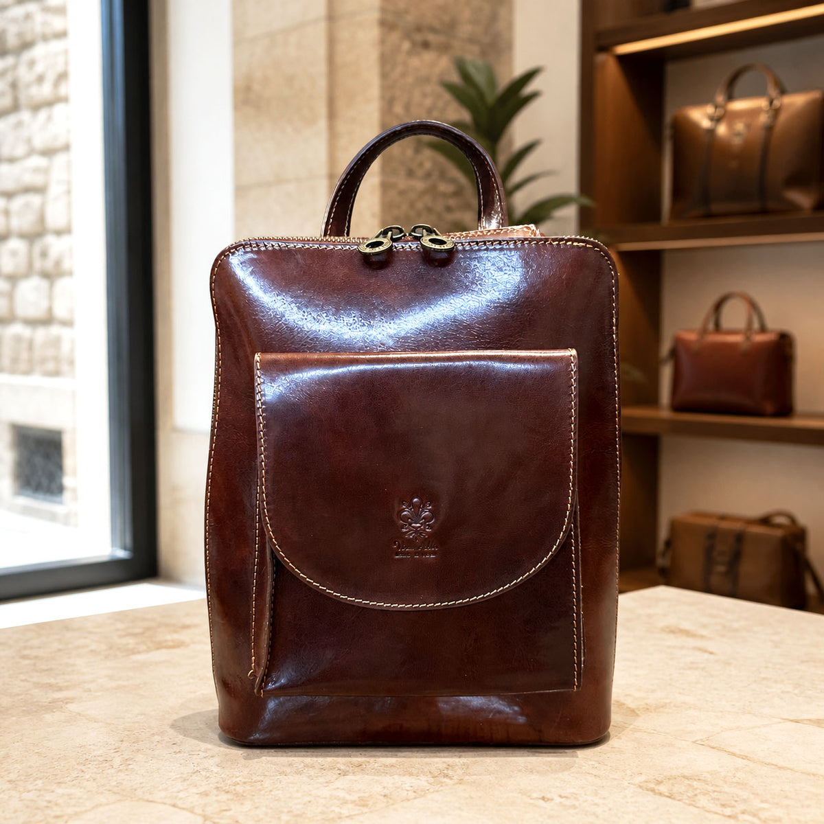 Fiammetta Convertible Hand-Dyed Italian Leather Backpack