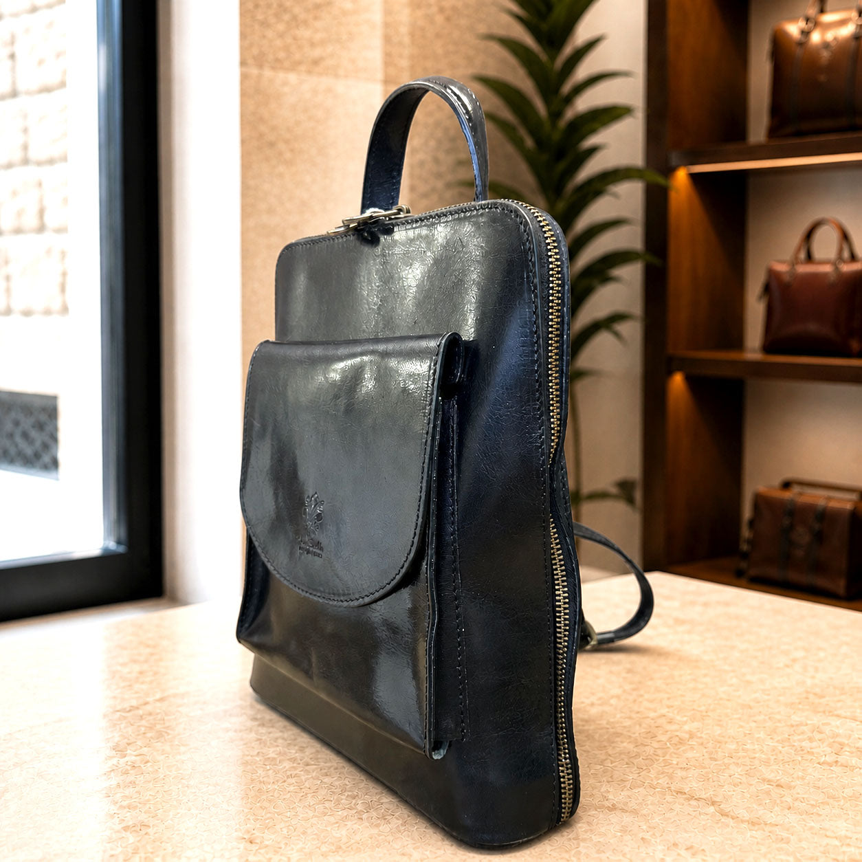 Fiammetta Convertible Hand-Dyed Italian Leather Backpack