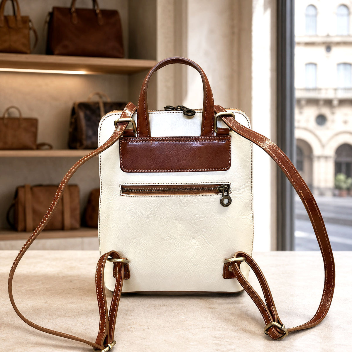 Fiammetta Convertible Hand-Dyed Italian Leather Backpack