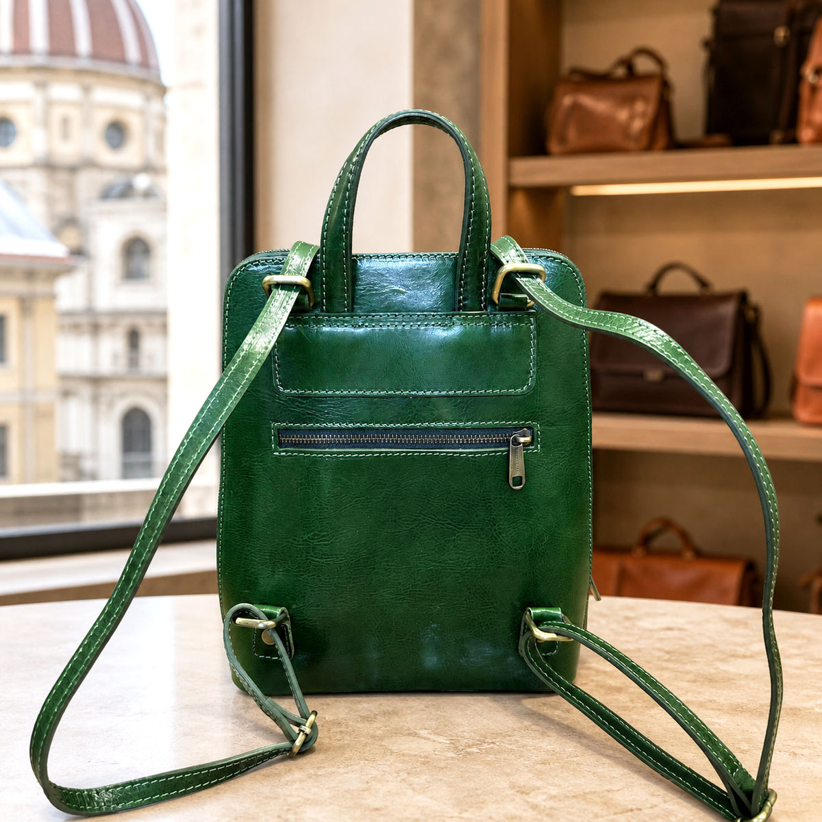 Fiammetta Convertible Hand-Dyed Italian Leather Backpack