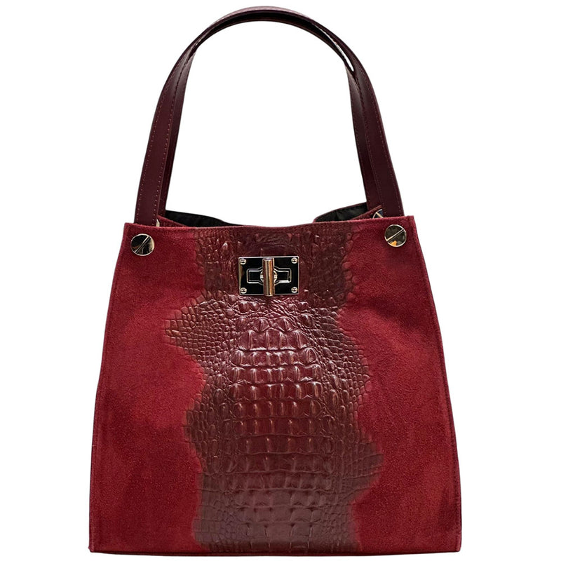 CARRY IT Italian Leather Tote Bag – Structured Croc-Embossed Design (Handmade in Florence)