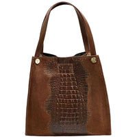 CARRY IT Italian Leather Tote Bag – Structured Croc-Embossed Design (Handmade in Florence)