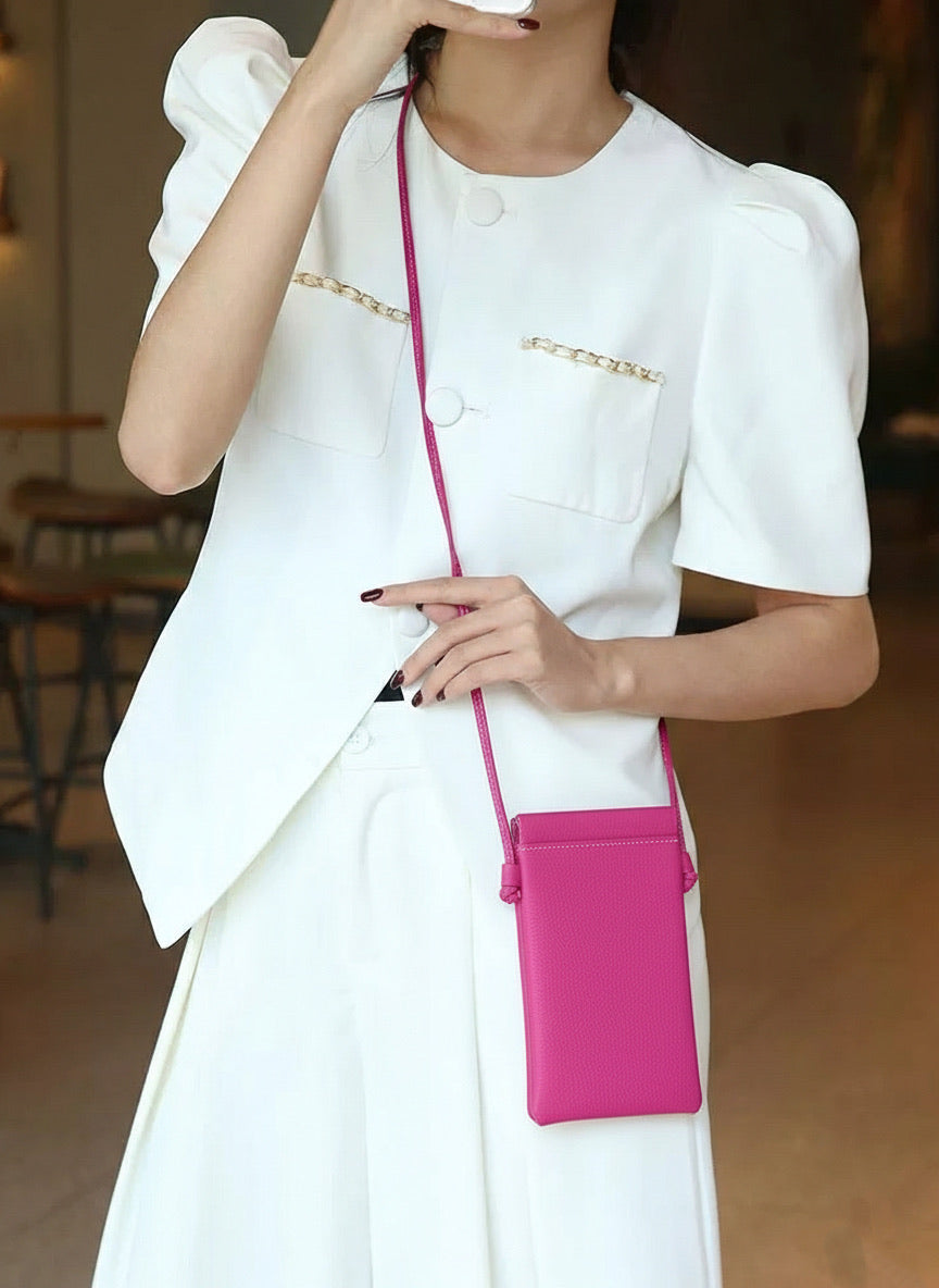 Perla Cow Leather Phone Crossbody Bag