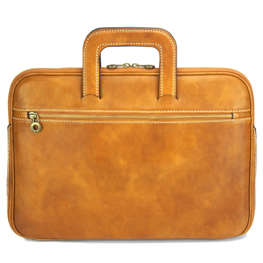 Italian leather laptop case in tan