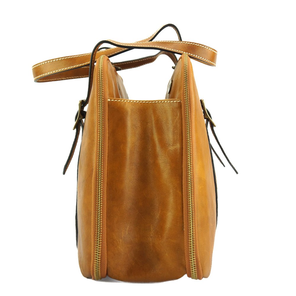 Iéna Shoulder tote in natural cowhide trim-1