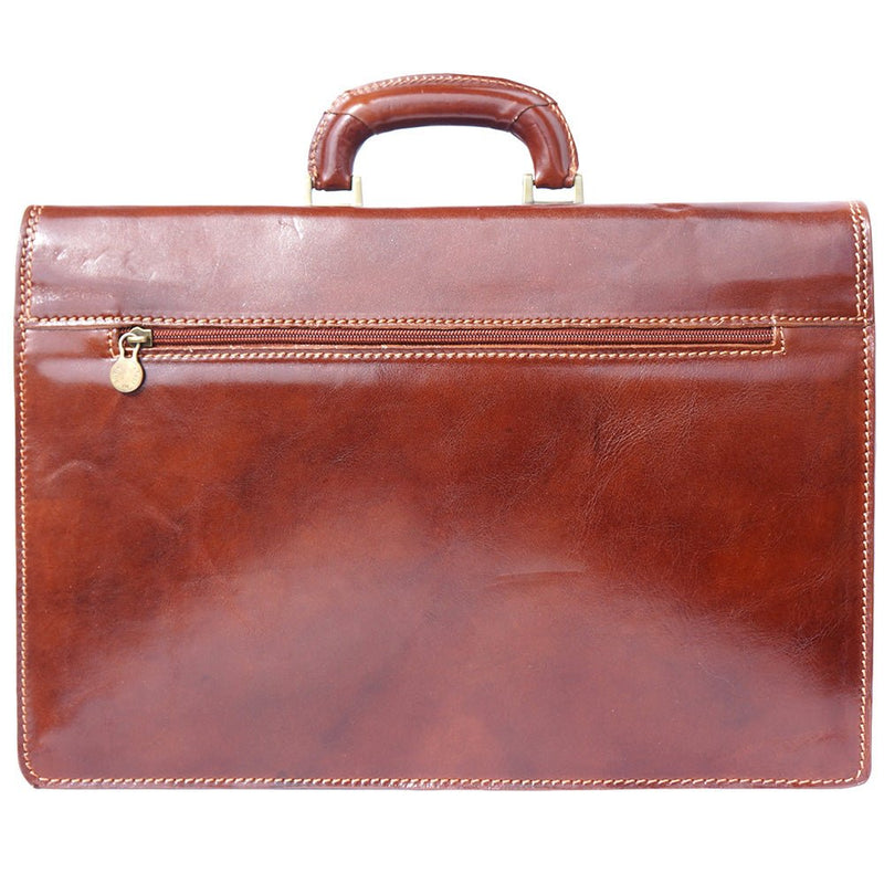 Leather briefcase with two compartments-0