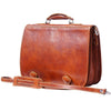 Leather briefcase in two compartments with double pockets on the front-5