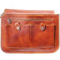 Leather briefcase in two compartments with double pockets on the front-8