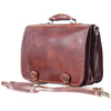 Leather briefcase in two compartments with double pockets on the front-0