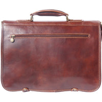 Leather briefcase in two compartments with double pockets on the front-1