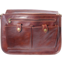 Leather briefcase in two compartments with double pockets on the front-3