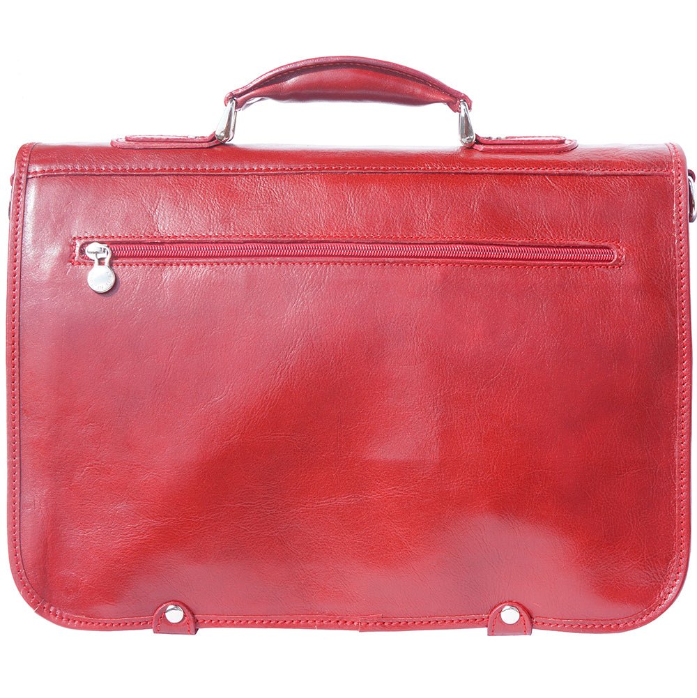 Leather briefcase in two compartments with double pockets on the front-16