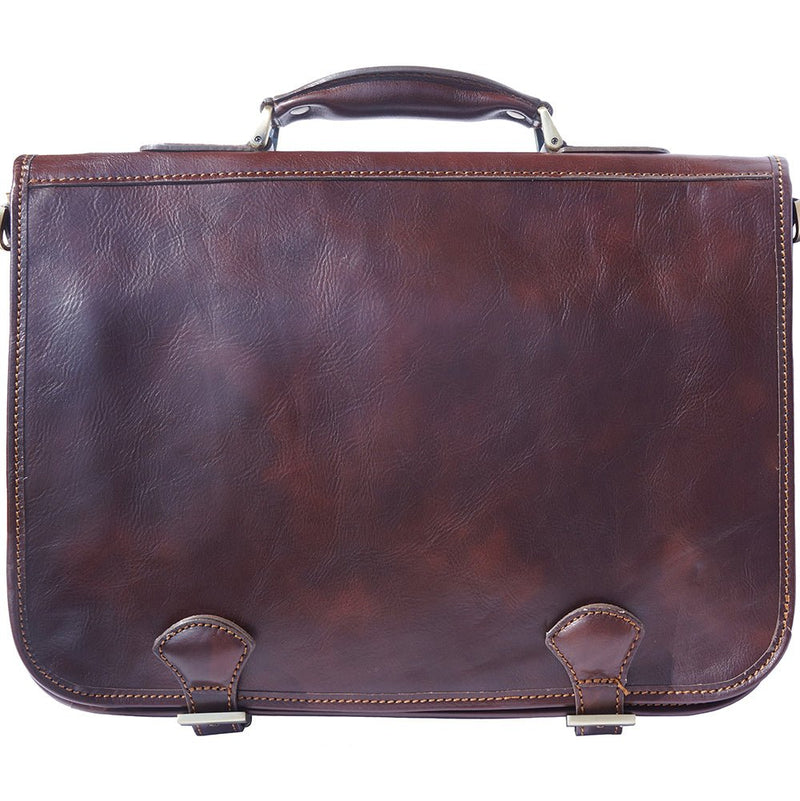 Leather briefcase in two compartments with double pockets on the front-29