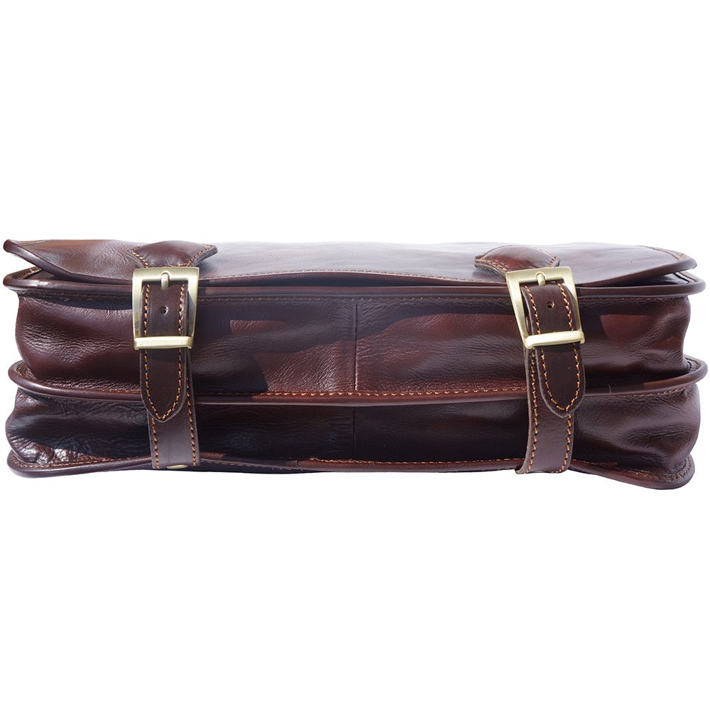 Leather briefcase in two compartments with double pockets on the front-22