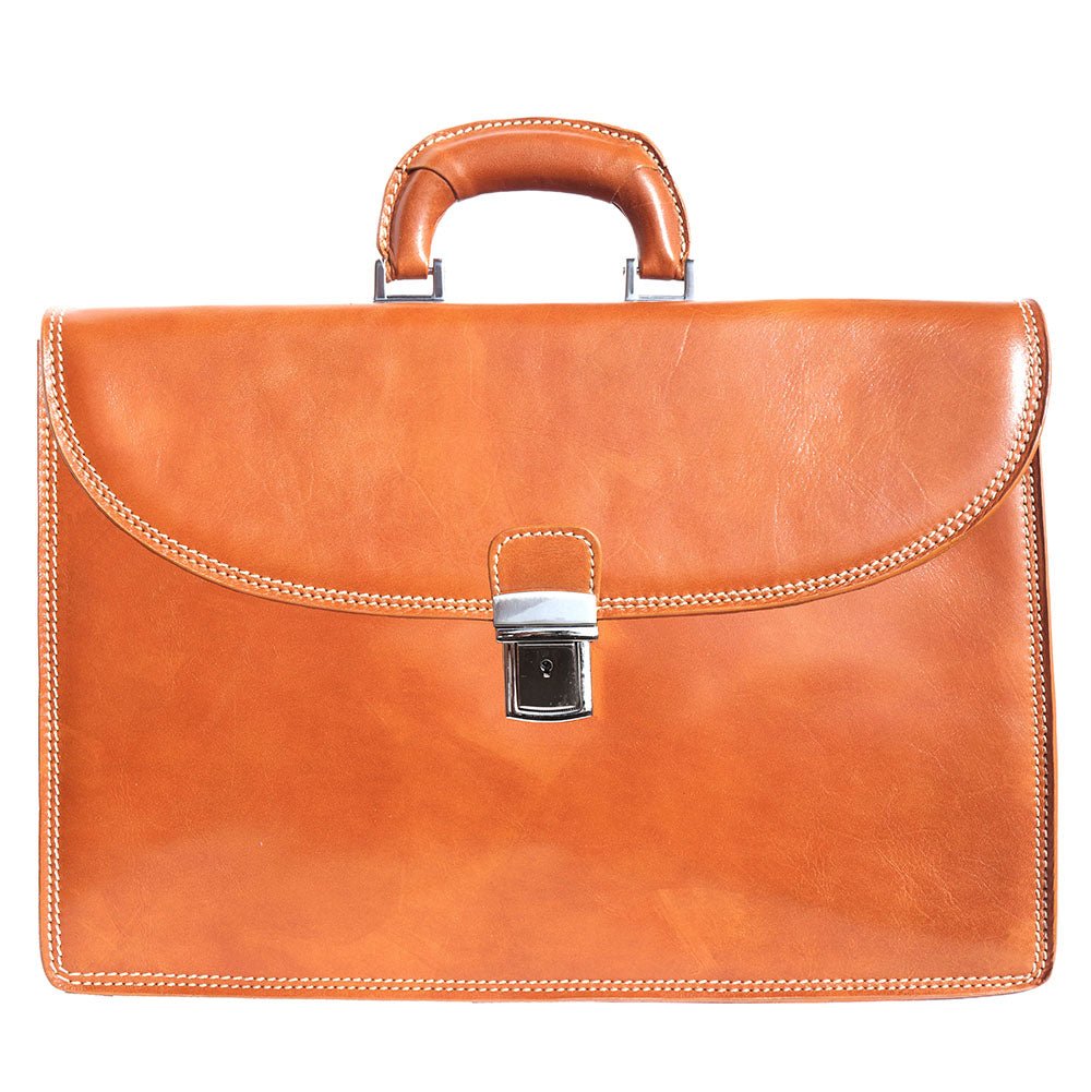 Genuine leather briefcase with three compartments-28