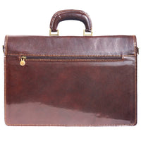 Genuine leather briefcase with three compartments-19