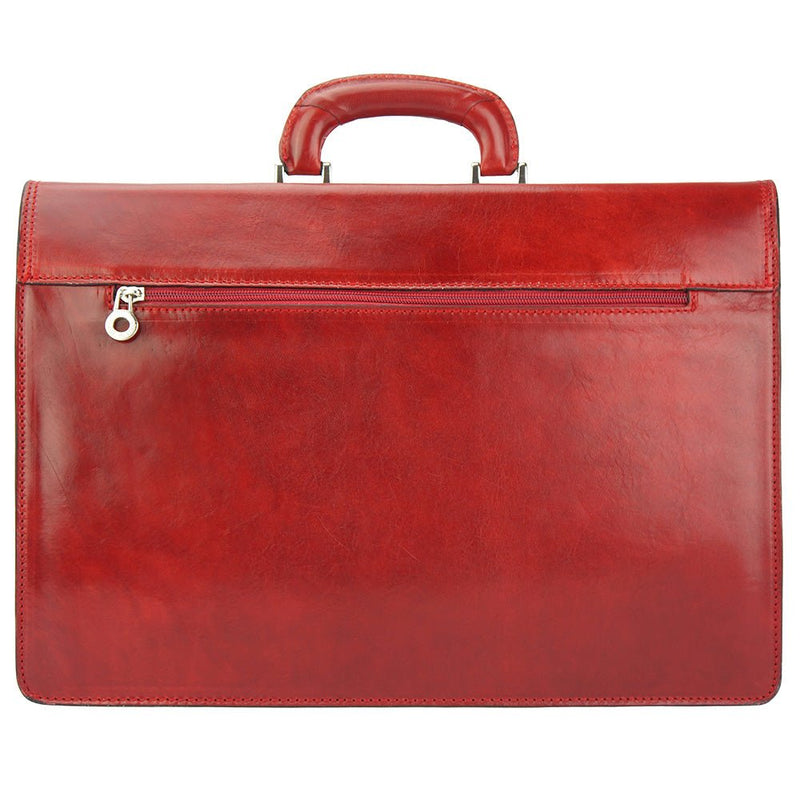 Leather Business Briefcase Beniamino with front pocket-24