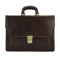 Corrado Leather Briefcase in dark brown