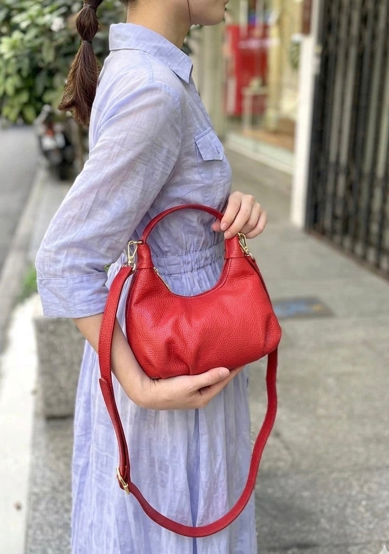 Noemi Compact Italian Leather Hobo Bag