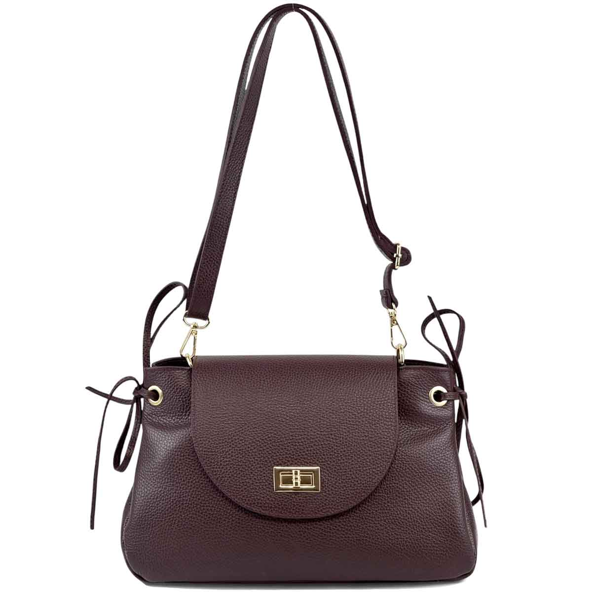 Gioia Structured Leather Flap Shoulder Bag