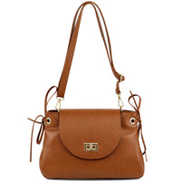 Gioia Structured Leather Flap Shoulder Bag