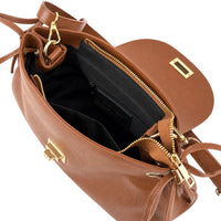 Gioia Structured Leather Flap Shoulder Bag