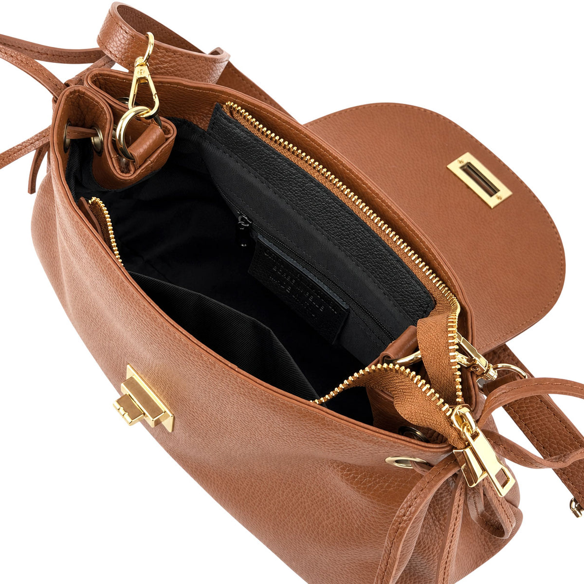 Gioia Structured Leather Flap Shoulder Bag