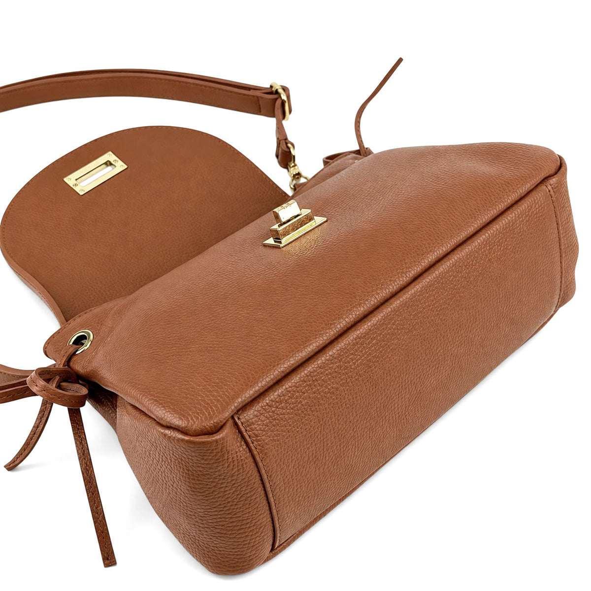 Gioia Structured Leather Flap Shoulder Bag
