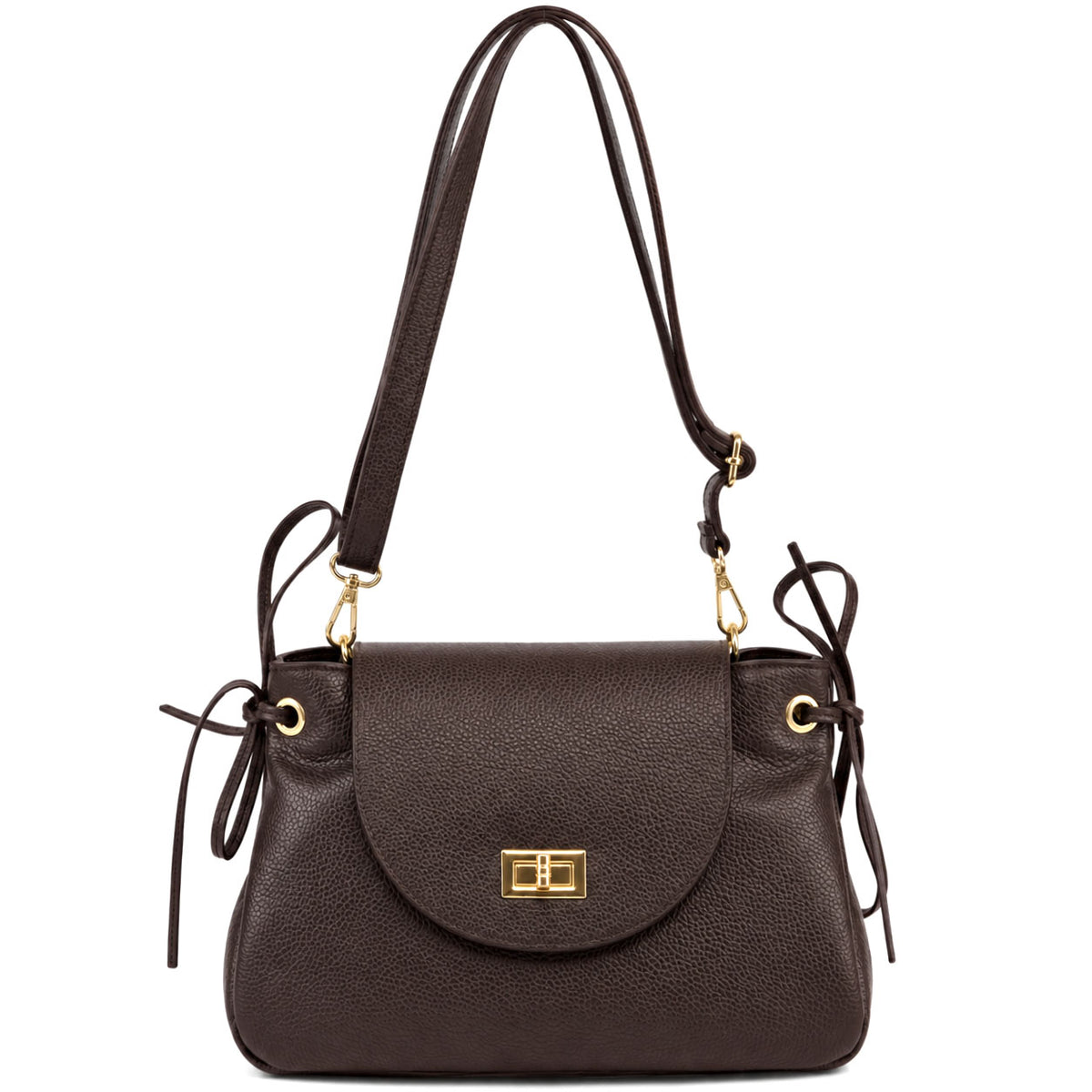 Gioia Structured Leather Flap Shoulder Bag