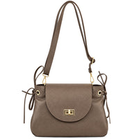 Gioia Structured Leather Flap Shoulder Bag