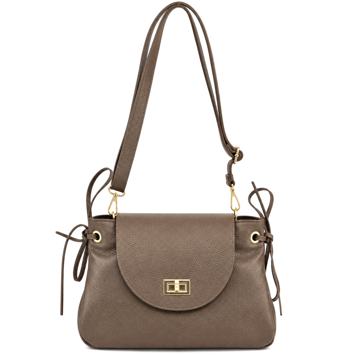 Gioia Structured Leather Flap Shoulder Bag
