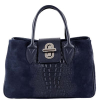 Alberta Italian Suede Structured Satchel Bag