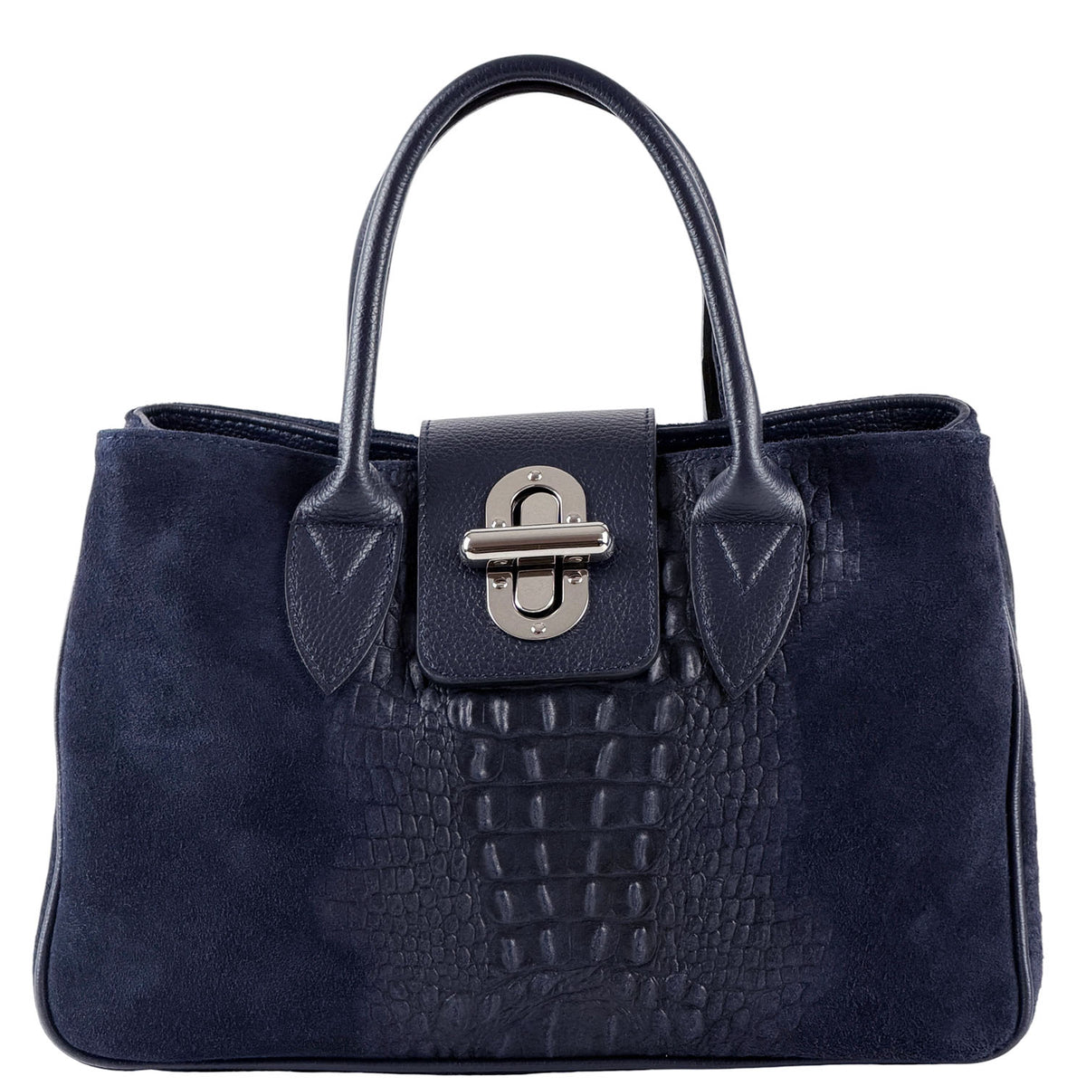 Alberta Italian Suede Structured Satchel Bag