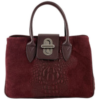 Alberta Italian Suede Structured Satchel Bag