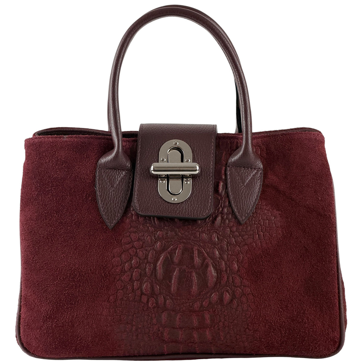 Alberta Italian Suede Structured Satchel Bag