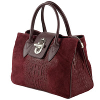 Alberta Italian Suede Structured Satchel Bag