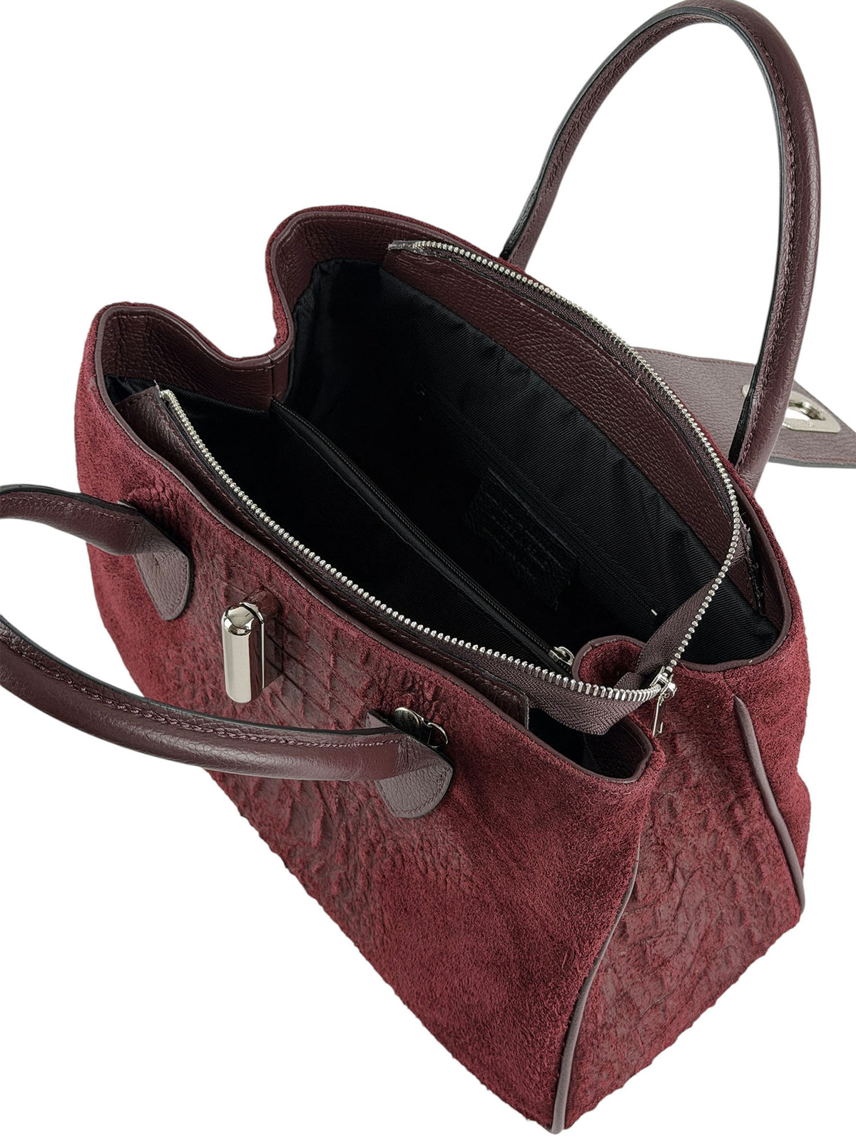 Alberta Italian Suede Structured Satchel Bag