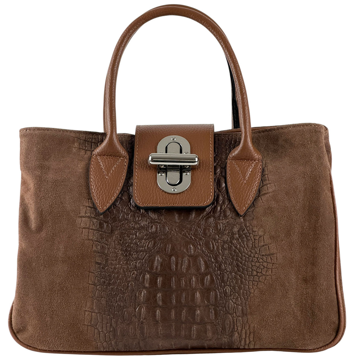 Alberta Italian Suede Structured Satchel Bag