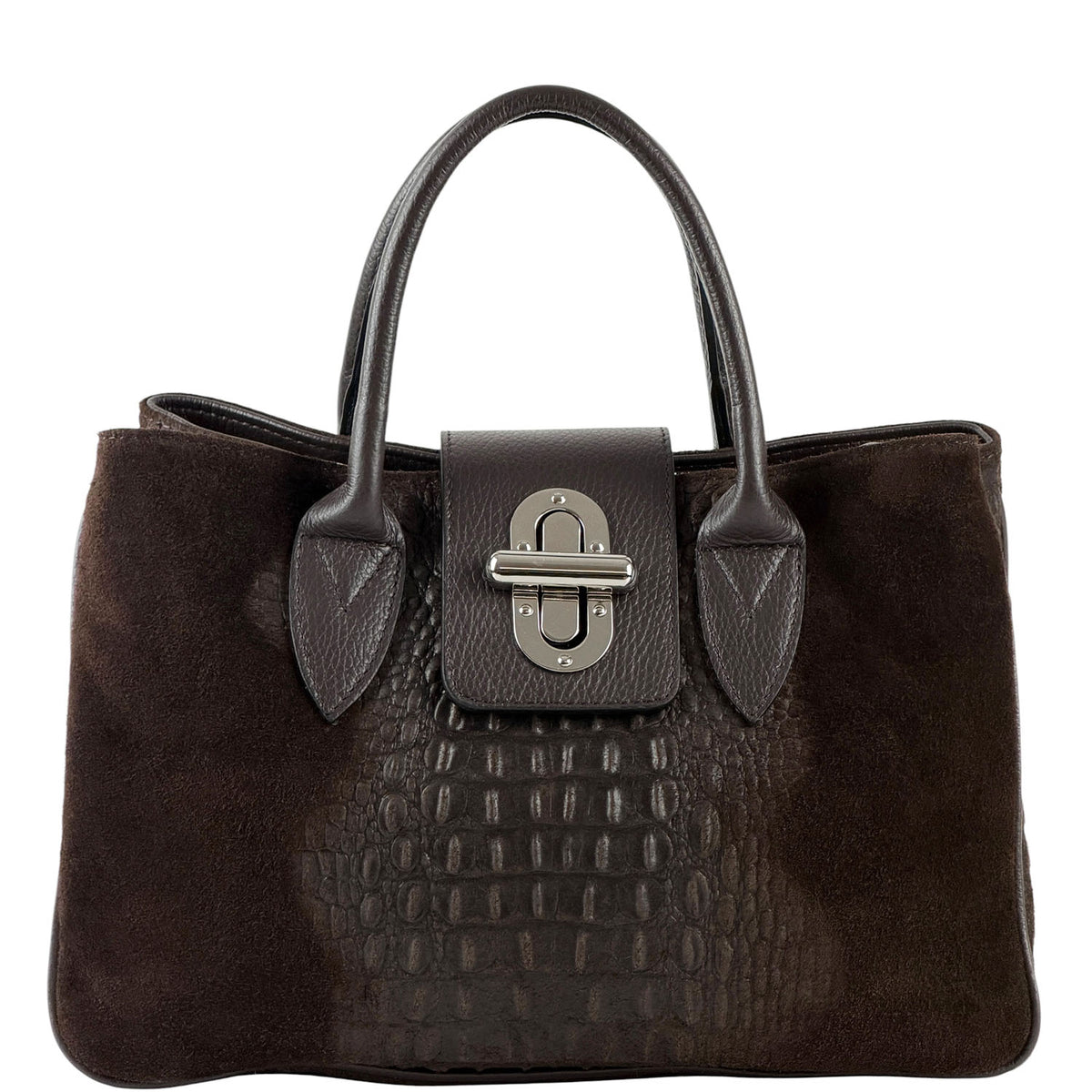 Alberta Italian Suede Structured Satchel Bag
