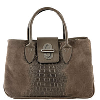 Alberta Italian Suede Structured Satchel Bag