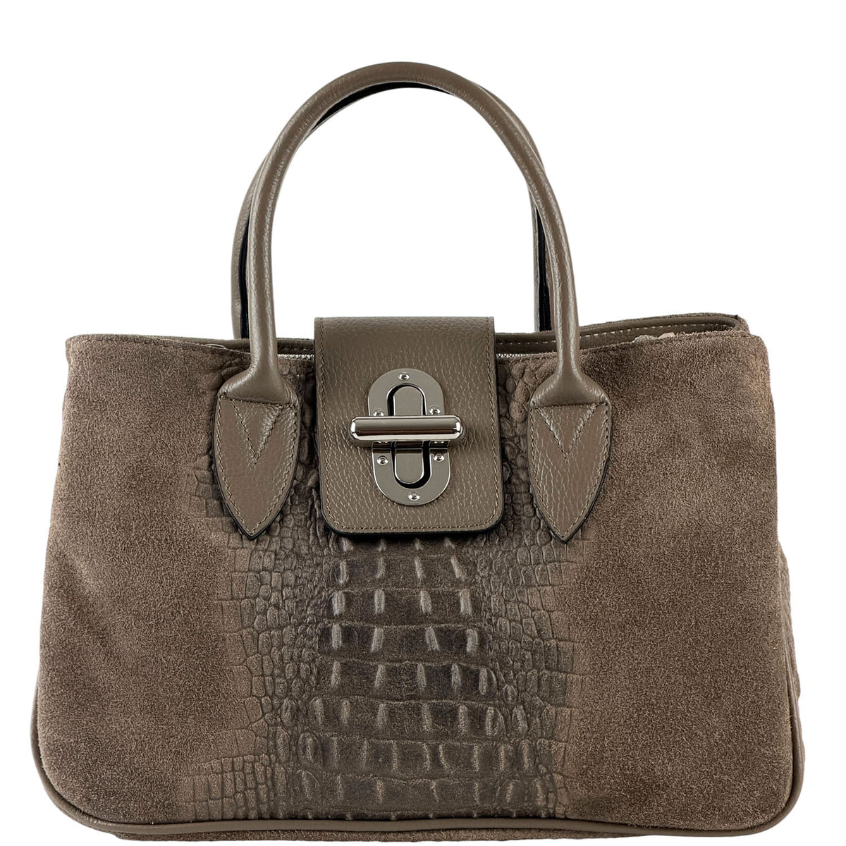 Alberta Italian Suede Structured Satchel Bag